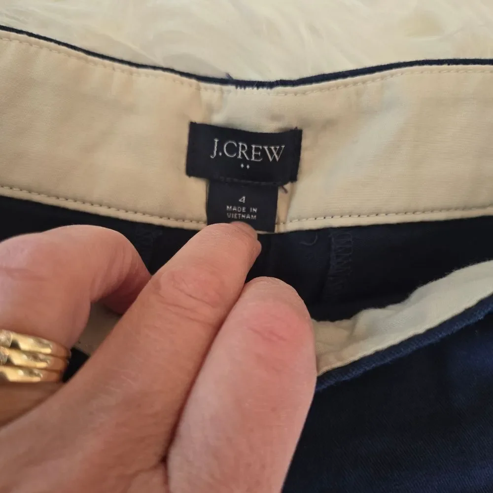 J. Crew Navy and Cream Waistband Shorts Size 4